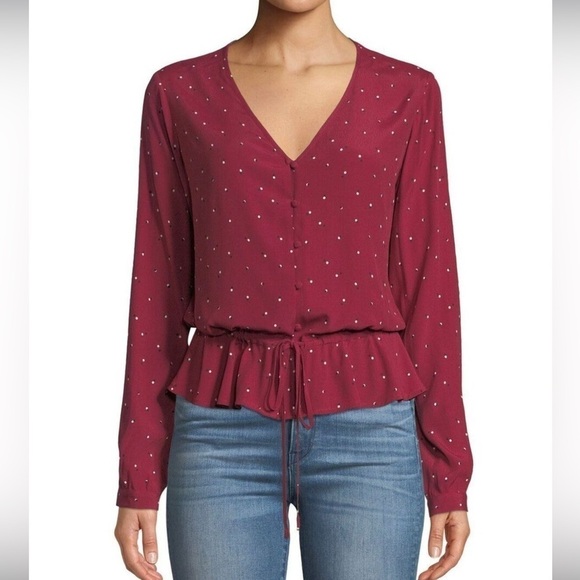 Rails Beaux Dot Print Button Front Peplum - Picture 1 of 6